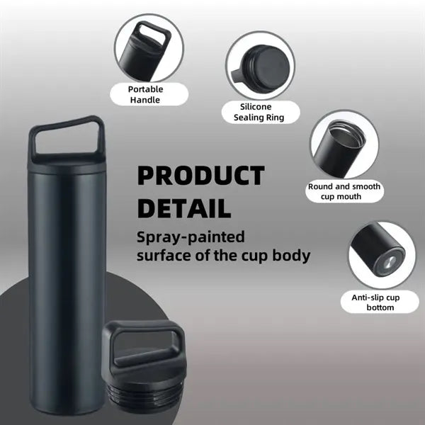 Wide Mouth 16oz Stainless Steel Insulated Flask Water Bottle