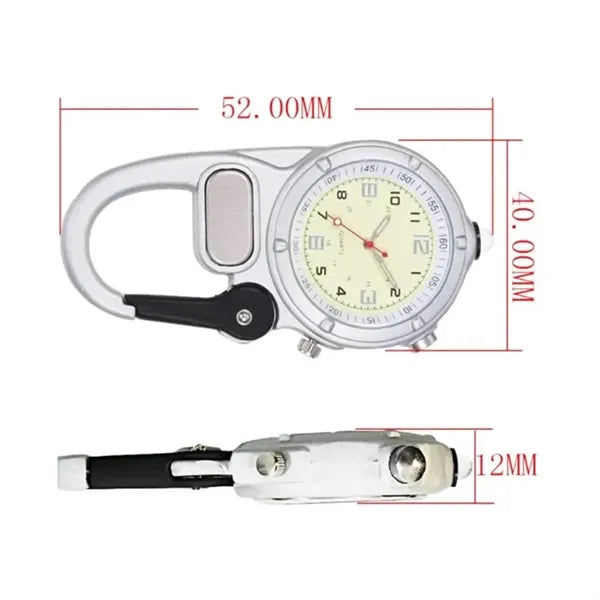 Carabiner Clip Watch with Integrated LED Light