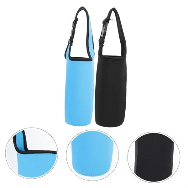 Insulated Water Bottle Carrier Sleeve with Shoulder Strap
