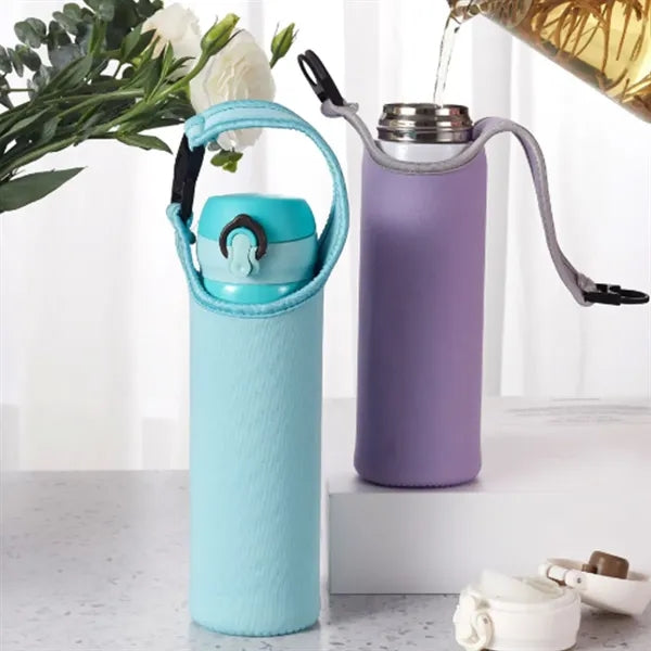 Insulated Water Bottle Carrier Sleeve with Shoulder Strap