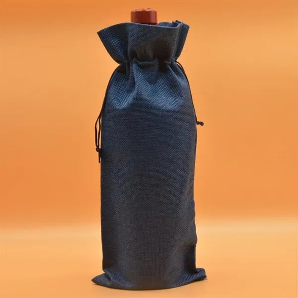 Burlap Wine Bottle Bag with Drawstring for Christmas Party