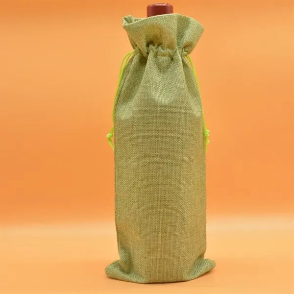 Burlap Wine Bottle Bag with Drawstring for Christmas Party