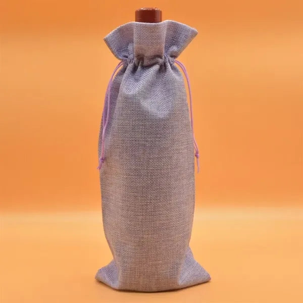 Burlap Wine Bottle Bag with Drawstring for Christmas Party