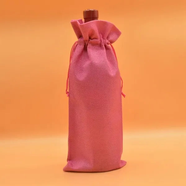 Burlap Wine Bottle Bag with Drawstring for Christmas Party