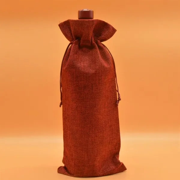 Burlap Wine Bottle Bag with Drawstring for Christmas Party