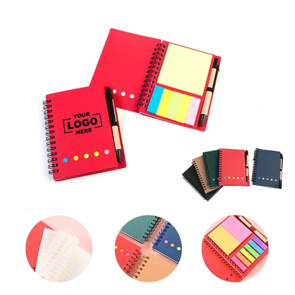 Spiral Notepad Set with Pen, Sticky Notes & Tab Flags