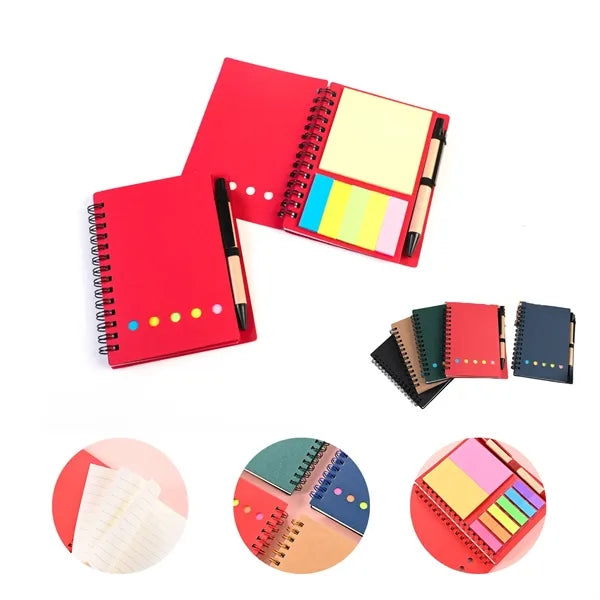 Spiral Notepad Set with Pen, Sticky Notes & Tab Flags