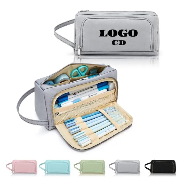 Double Zipper Pencil Cases Stationery Storage Bag