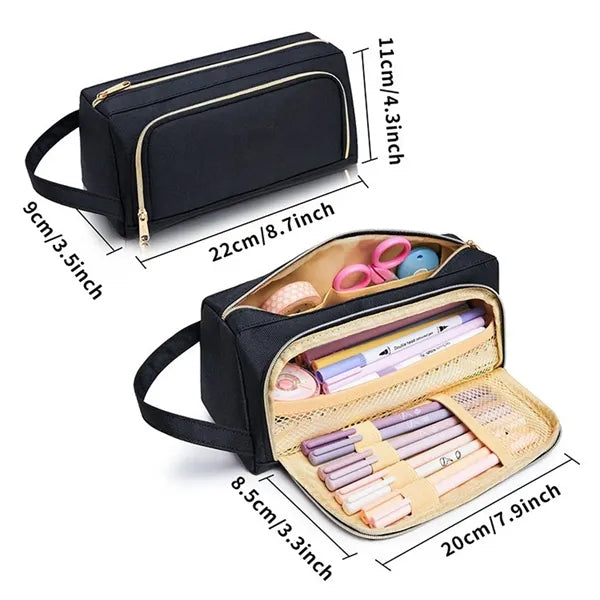 Double Zipper Pencil Cases Stationery Storage Bag
