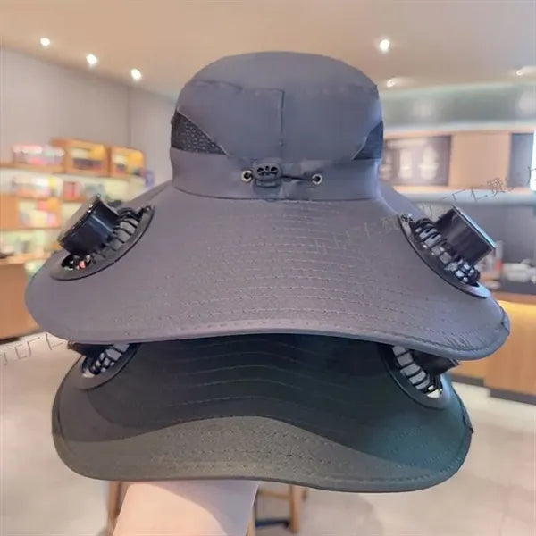 Wide Brim Solar-Powered Fan Hat