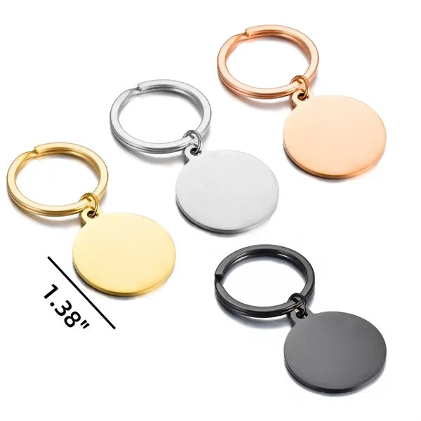 Stainless Steel Round Metal Tag Key Chains