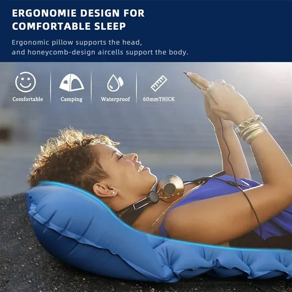 Fast Inflation Noiseless Waterproof Sleeping Mat with Pillow