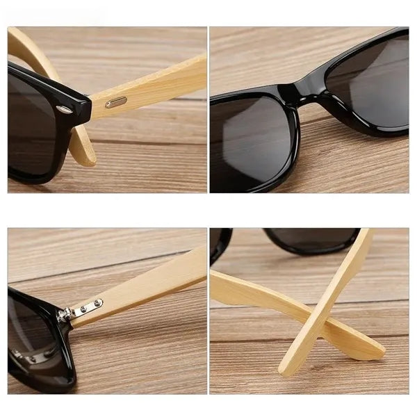 Bamboo Wood Leg Polarized Sunglasses Coating Mirror Eyewear
