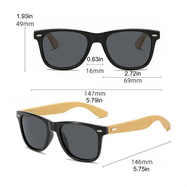 Bamboo Wood Leg Polarized Sunglasses Coating Mirror Eyewear