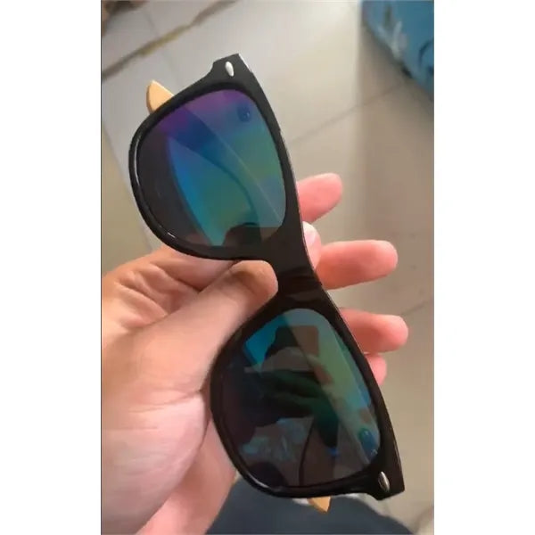 Bamboo Wood Leg Polarized Sunglasses Coating Mirror Eyewear