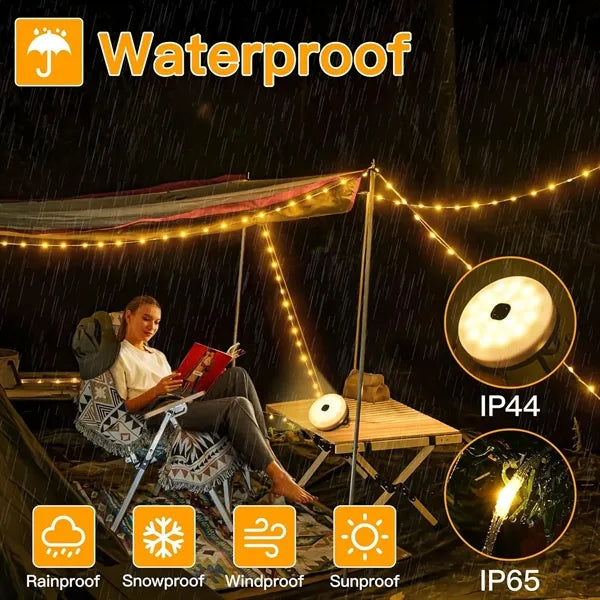 2 in 1 Waterproof Camping String Lights with 8 Modes