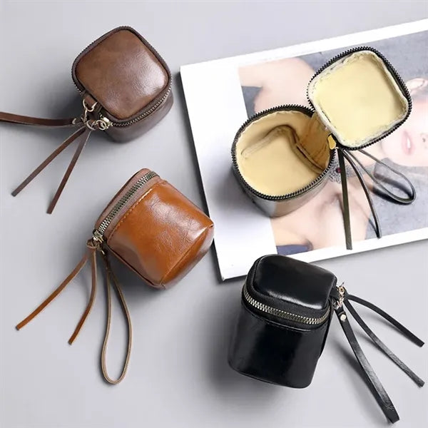 Compact Leather Mini Tote Coin Purse