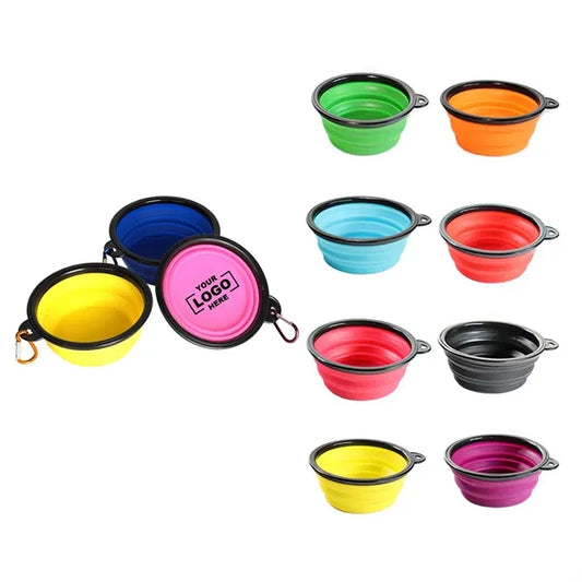 Portable Collapsible Silicone Dog Bowl with Carabiner Clip