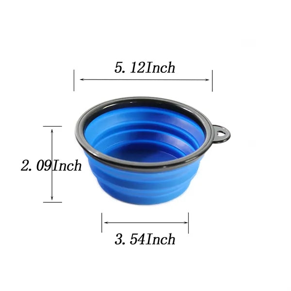 Portable Collapsible Silicone Dog Bowl with Carabiner Clip