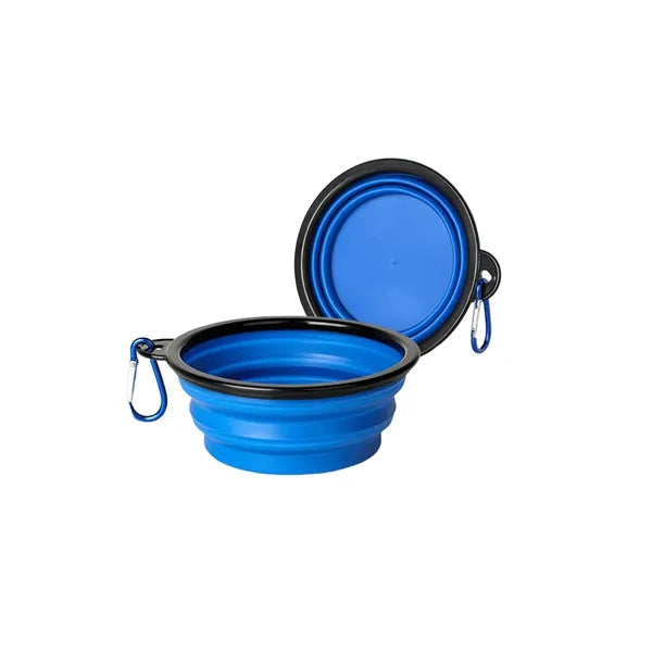 Portable Collapsible Silicone Dog Bowl with Carabiner Clip