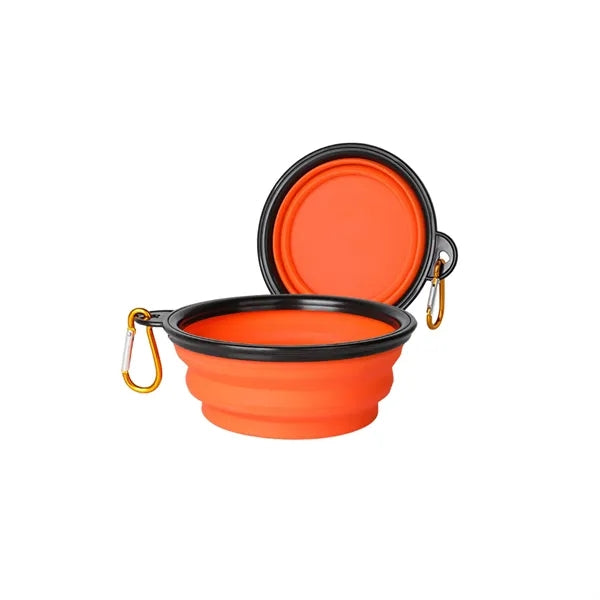 Portable Collapsible Silicone Dog Bowl with Carabiner Clip