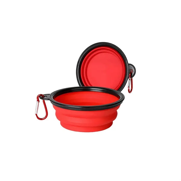 Portable Collapsible Silicone Dog Bowl with Carabiner Clip