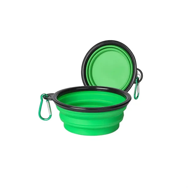 Portable Collapsible Silicone Dog Bowl with Carabiner Clip