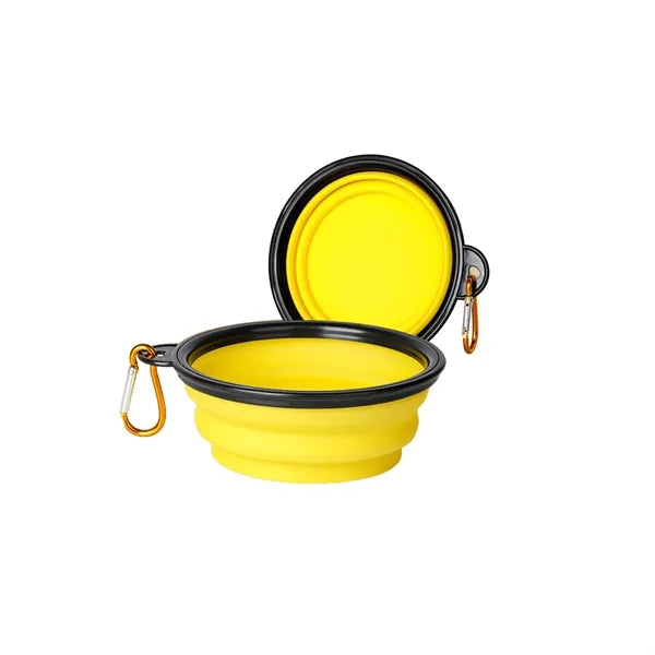 Portable Collapsible Silicone Dog Bowl with Carabiner Clip