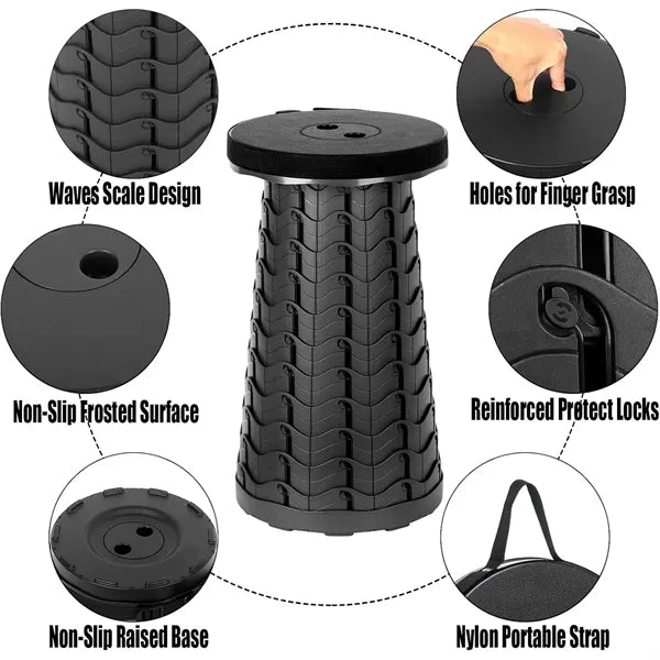 Portable Telescopic Folding Stool with Adjustable Height