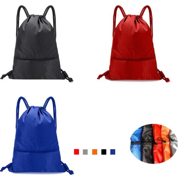 Waterproof Sports Drawstring Backpack with Shoe Compartment