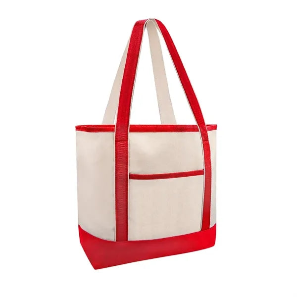 12 OZ Poly Cotton Canvas Boat Tote Bag w/ Reinforced Handle