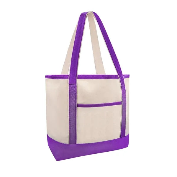 12 OZ Poly Cotton Canvas Boat Tote Bag w/ Reinforced Handle