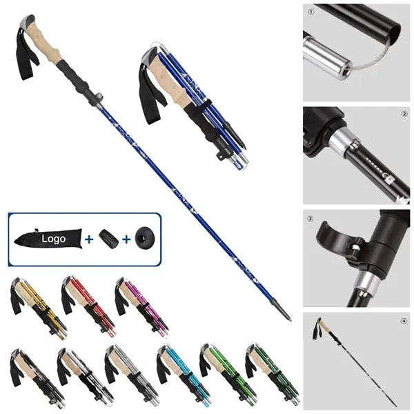 Aluminum Collapsible Trekking Pole with Adjustable Height