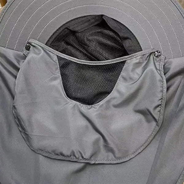 Bucket Hat with Detachable Front Cover and Extended Shawl