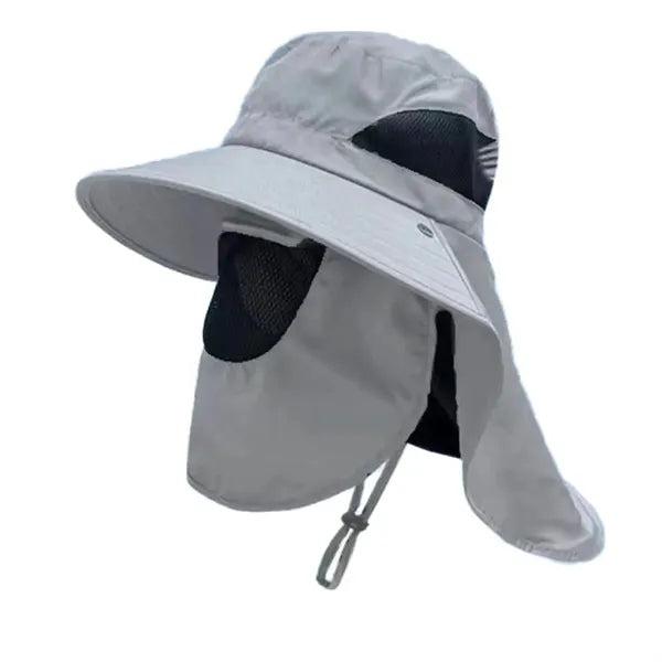 Bucket Hat with Detachable Front Cover and Extended Shawl