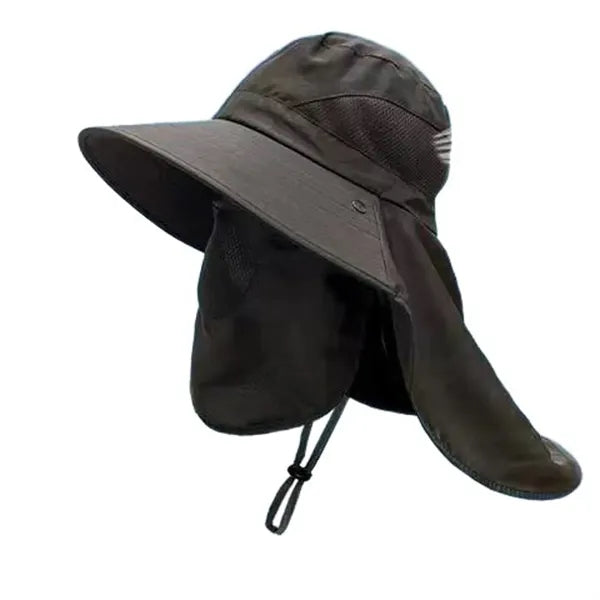 Bucket Hat with Detachable Front Cover and Extended Shawl