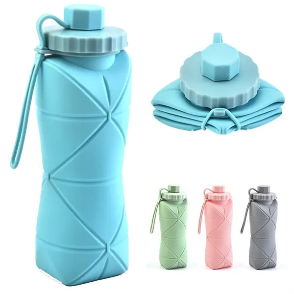 20 Oz. Silicone Foldable Leakproof Sports Water Bottle