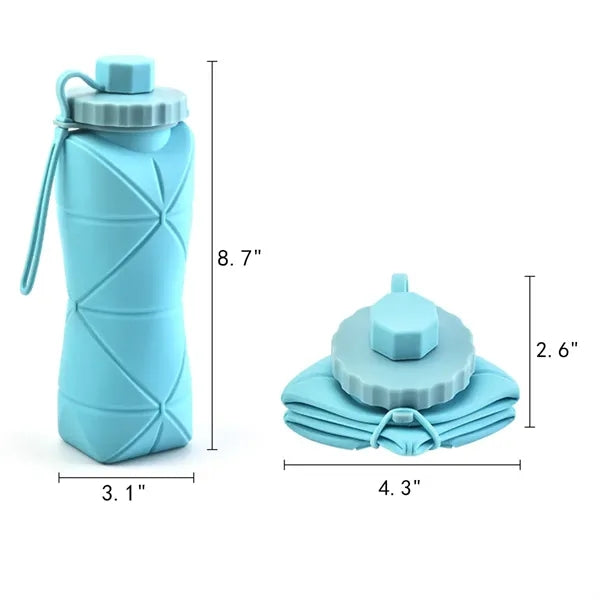 20 Oz. Silicone Foldable Leakproof Sports Water Bottle