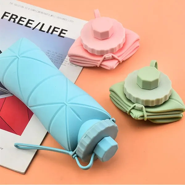 20 Oz. Silicone Foldable Leakproof Sports Water Bottle