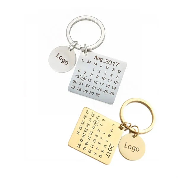 Stainless Steel Anniversary Date Keychain