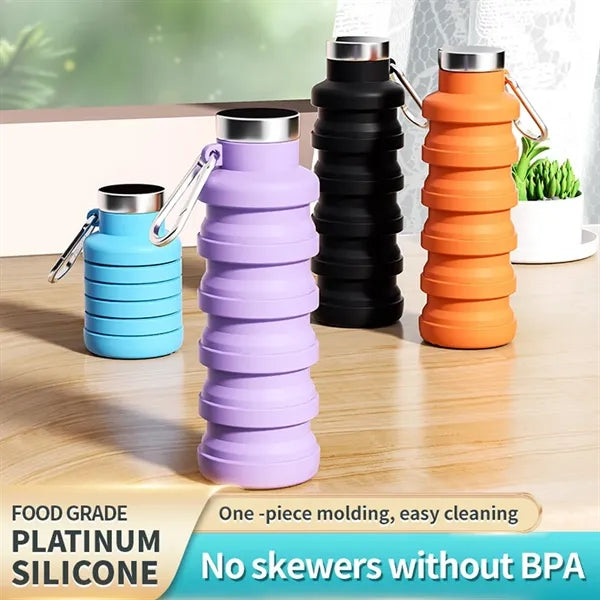 17 Oz. Silicone Foldable Sports Water Bottle
