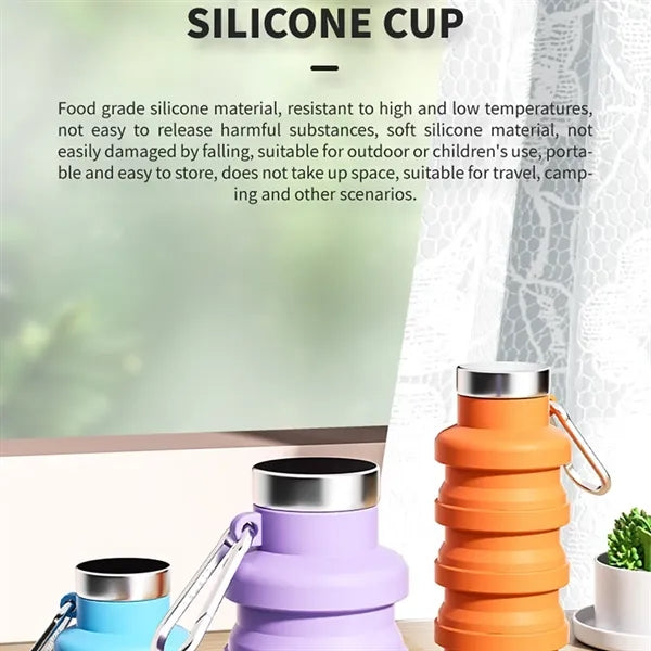 17 Oz. Silicone Foldable Sports Water Bottle