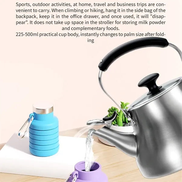 17 Oz. Silicone Foldable Sports Water Bottle