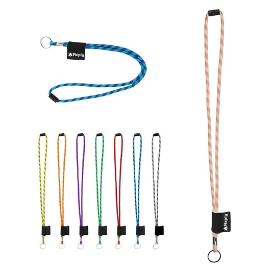 Nylon Breakaway Rope Lanyard W/ Split Ring and Metal Crimp