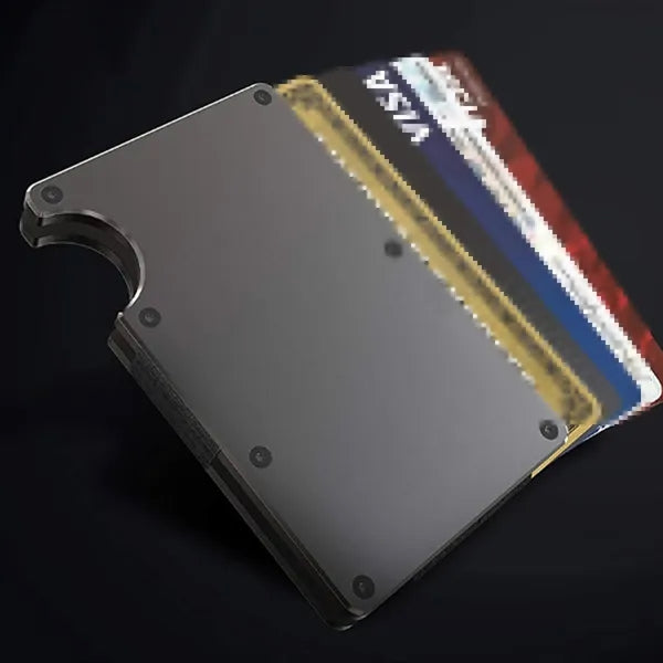 Convenience RFID-block Aluminum Wallet with Elastic Strap
