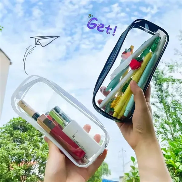PVC Pencil Bag Zipper Pouch Clear Transparent Waterproof
