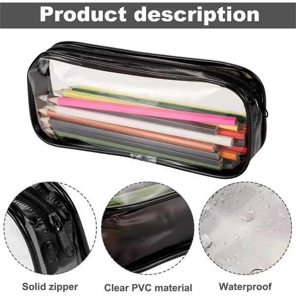PVC Pencil Bag Zipper Pouch Clear Transparent Waterproof