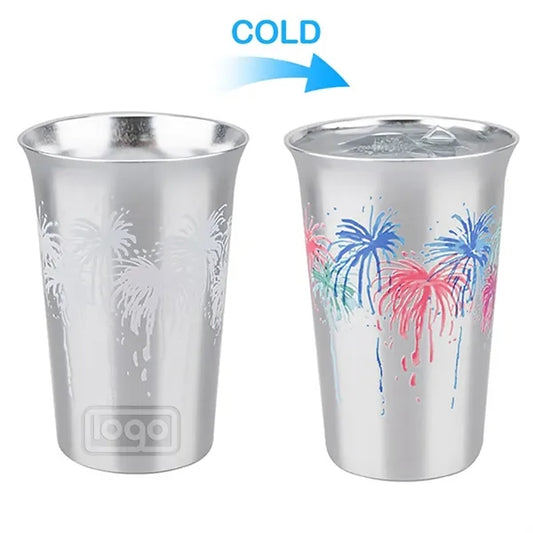 5oz Color-Changing Aluminum Cold Drink Cup - Firework Design