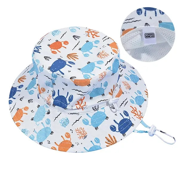 Kids Sun Protection Beach Hat w/ Wide Brim