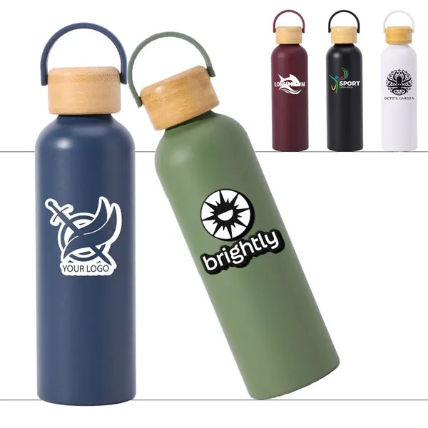 24oz Water Bottle with Bamboo Lid & Aluminum Body